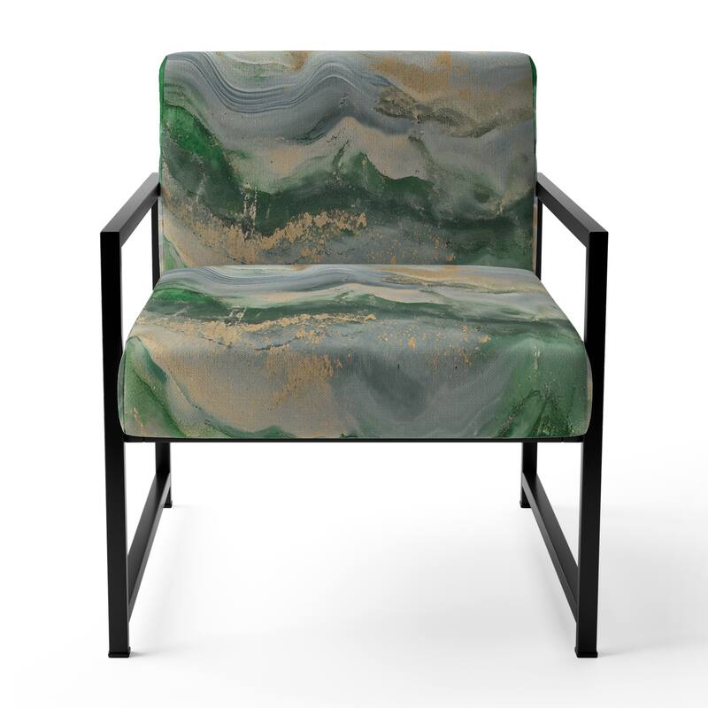 Designart "Coast Blue Sea Waves Watercolour" Upholstered Abstract Accent Chair - Modern Arm Chair For Bedroom