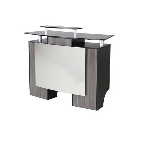 Glasglow I Reception Desk with Glass Top, Black Grey 50" L x 19" W - N/A