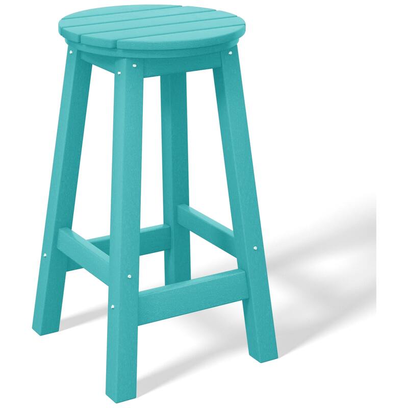 Laguna Hdpe All Weather Outdoor Patio 24" Round Counter Stool - Turquoise