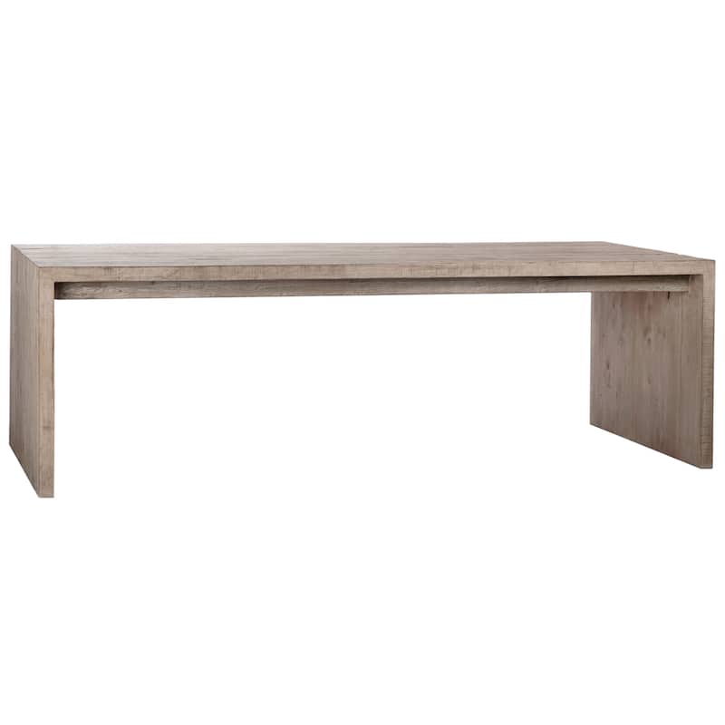 Evie Reclaimed Pine 94-inch Waterfall Style Dining Table with Cutout Detail - Light Brown