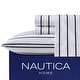 preview thumbnail 43 of 139, Nautica Cotton Percale Deep Pocket Bed Sheet Sets Full - Brenton Stripe Blue