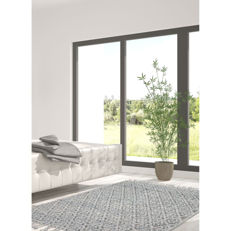 ECARPETGALLERY Braid weave Sienna Blue Wool Rug - 5'3 x 7'3