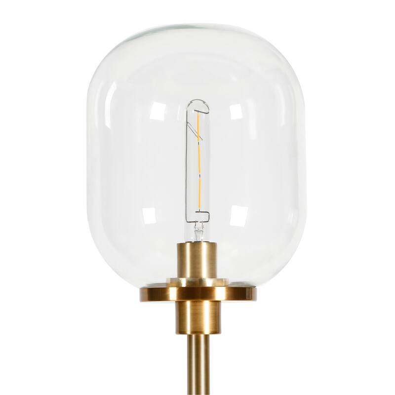 Agnolo Handmade Seeded Glass Blackened Bronze Floor Lamp