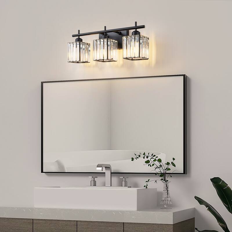 Starsky 3/4-Light Modern Dimmable Bathroom Crystal Vanity Light Wall Sconces with Crystal Shade