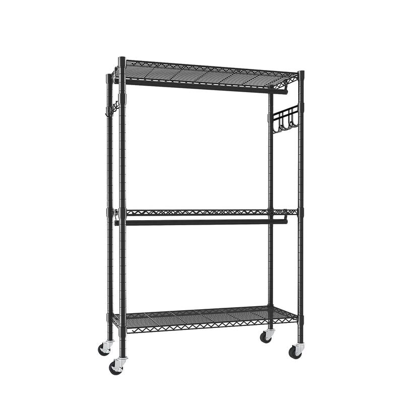 GDF Studio - Condessa Modern Metal Clothes Rack with Adjustable Shelves and Rolling Design