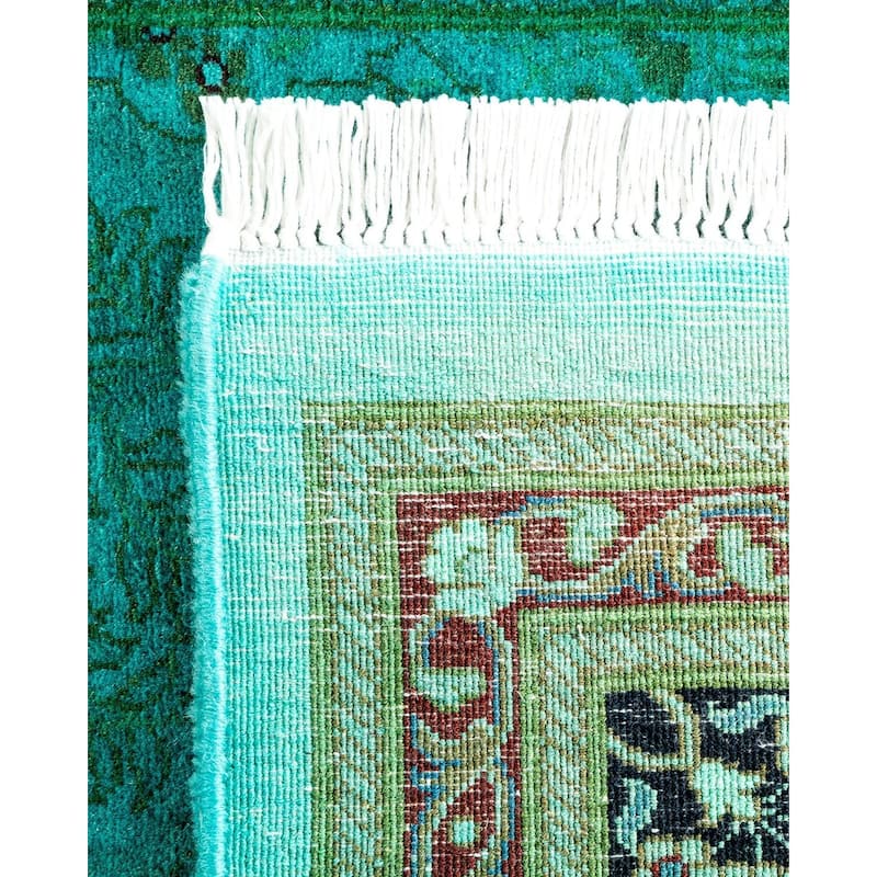 Overton Hand Knotted Wool Vintage Inspired Modern Contemporary Overdyed Blue Runner Rug - 2' 7" x 12' 4"