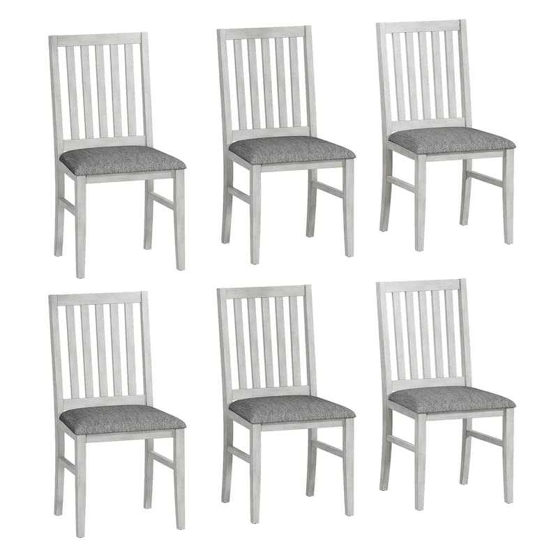 VECELO 100% Solid Oak Wood Dining Chairs, Dining Chairs, Wood Dining Room Chair, Dining Side Chairs, Wooden Kitchen Chairs - Set of 6 - Grey
