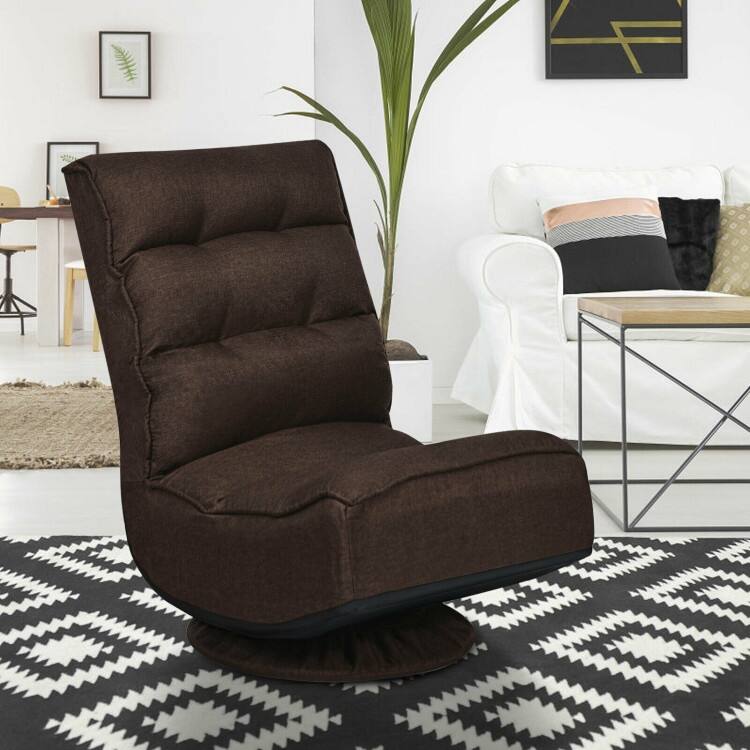 360-Degree Swivel Floor Chair with Foldable Design and Adjustable Backrest