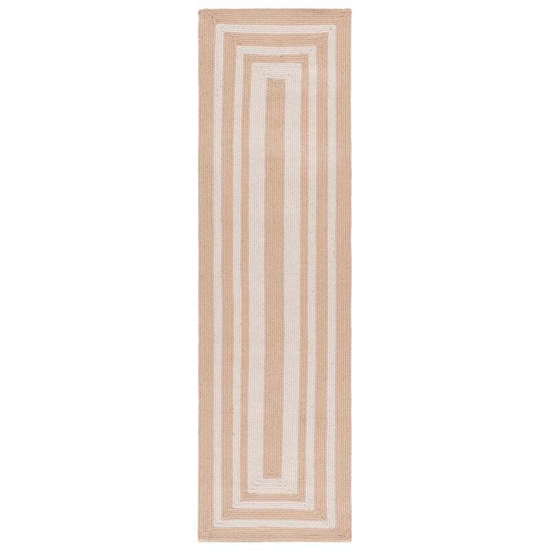 SAFAVIEH Handmade Braided Billee Jute Reversible Rug - 2'3" x 8' Runner - Natural/Ivory