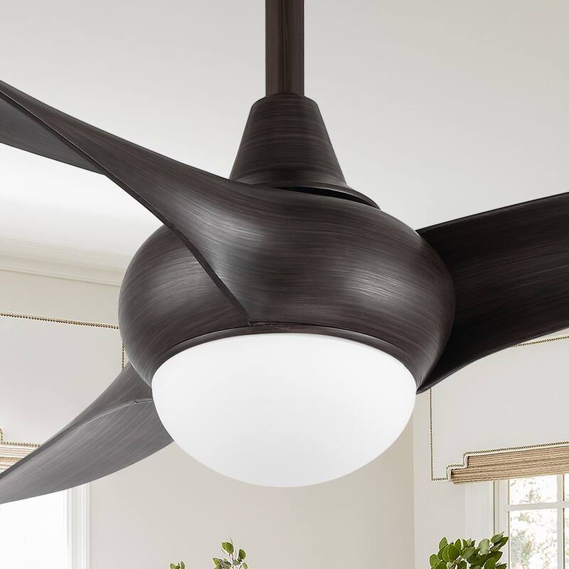 Raffles 52" 1-Light Vintage Iron/Plastic Mobile-App/Remote-Controlled 6-Speed Retro Swirl LED Ceiling Fan, by JONATHAN Y