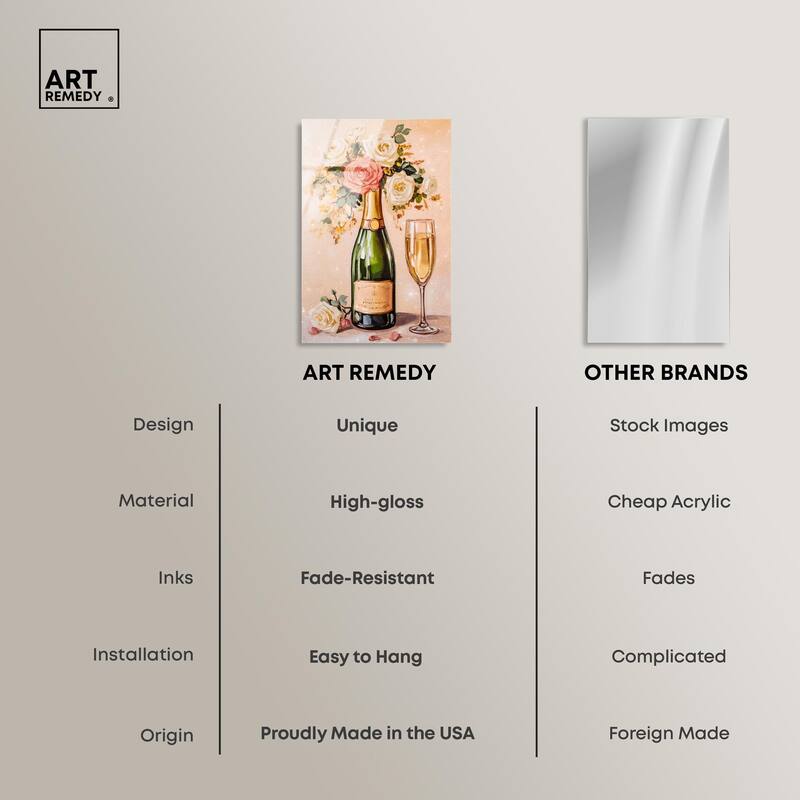 Blooming Champagne Vase Acrylic by Art Remedy, Ready to Hang