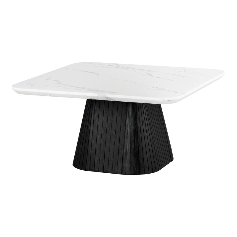 Furniture of America Tonix Modern White and Black Square Faux Marble Top Coffee Table