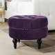 preview thumbnail 1 of 3, Dawn Tufted Round Ottoman by Jennifer Taylor Home Purple Velvet