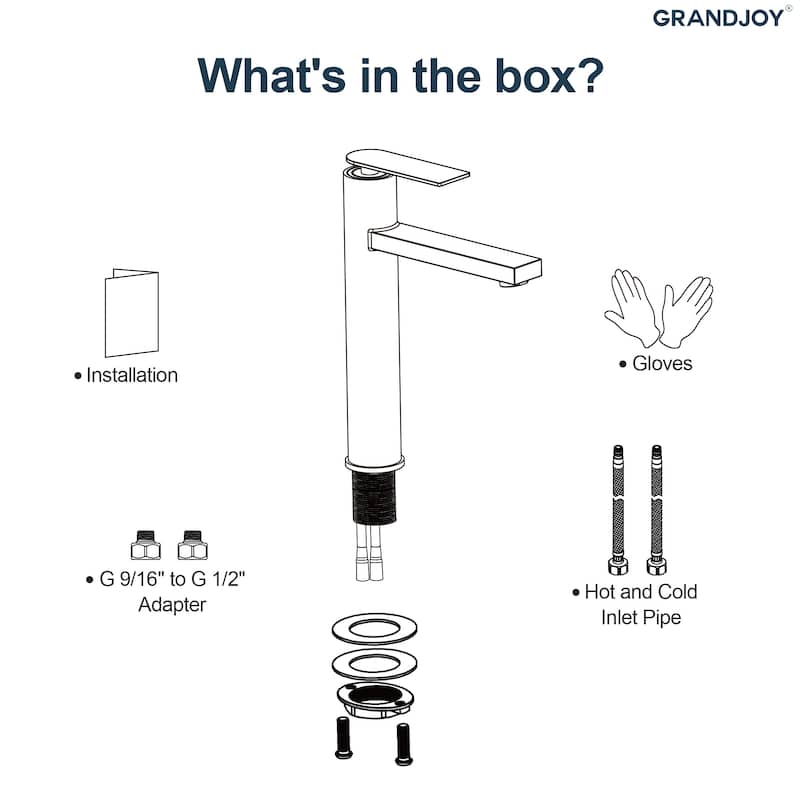 GRANDJOY 2-Pack High-Arc Bathroom Vanity Faucet, Single Hole Installation