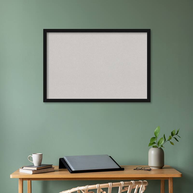 Avon Black Narrow Framed Grey Corkboard Bulletin Board, Organization Board, Pin Board