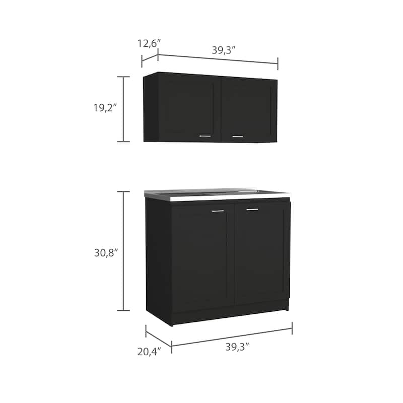 Cambridge 2-piece Rectangle Cabinet Set Black Wengue