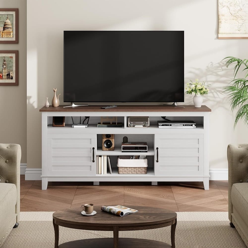 63 in TV Entertainment Center with Adjustable Shelves Stand for Living Room, Bedroom - N/A