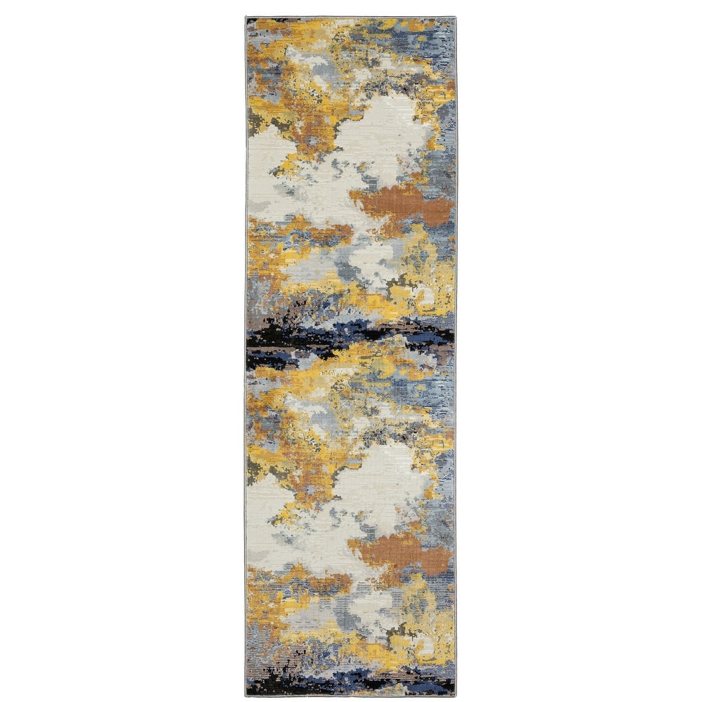 Style Haven Caldon Contemporary Abstract Yellow/Gold Area Rug