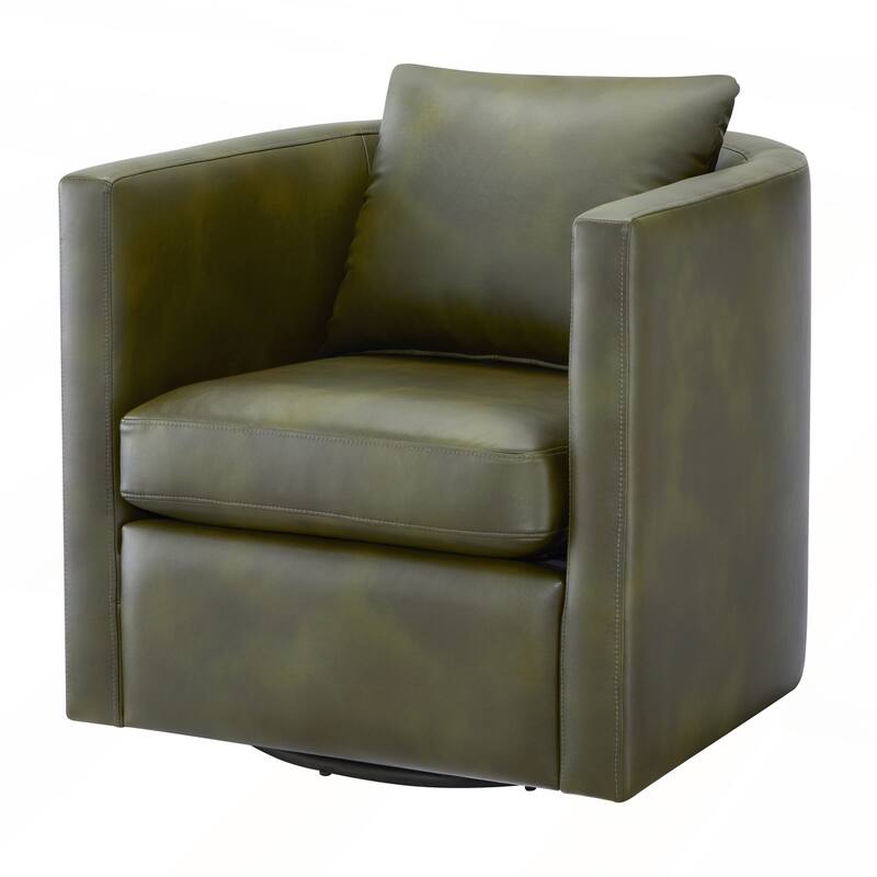 Faux Leather Swivel Barrel Chair