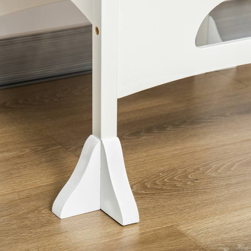 2 in 1 Kids Foldable Kitchen Step Stool, Toddler Standing Tower with Chalkboard and Lockable Handrail for Children 3-6 Years Old