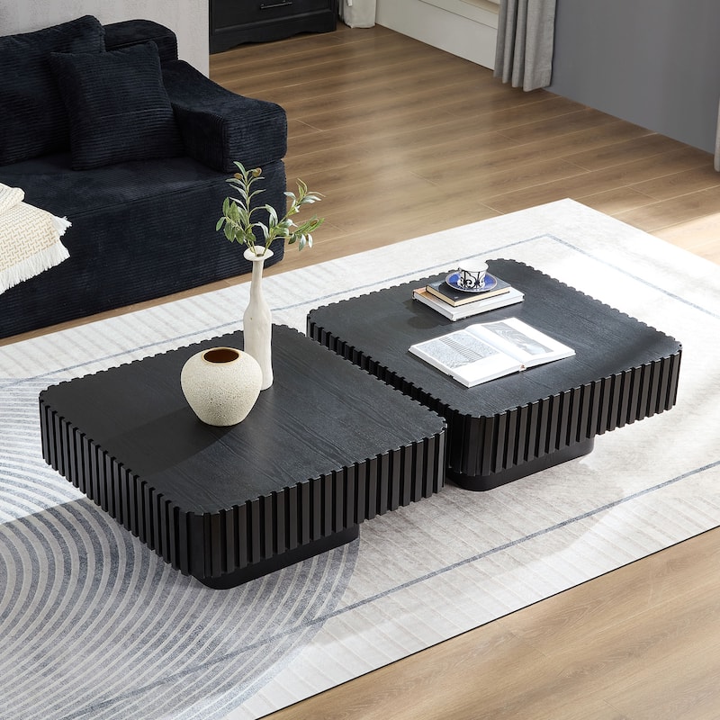 Modern 35.43 Inch Handcraft Drum Coffee Table Square Coffee Table