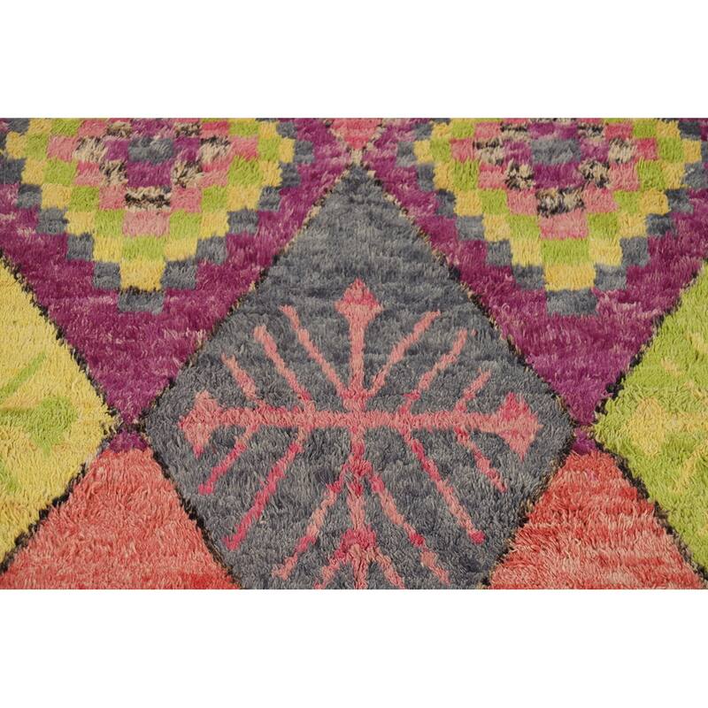 Plush Colorful Moroccan Oriental Area Rug Handmade Wool Carpet - 8'0" x 10'10"