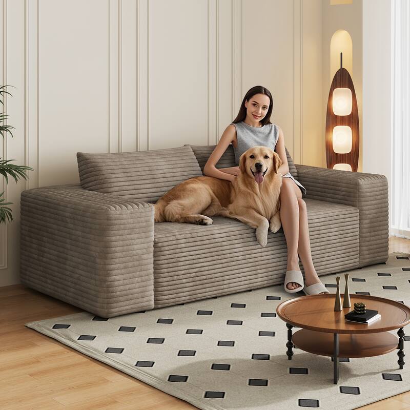 78.8" Corduroy Loveseat Sofa - Deep Seat, No Assembly Required, for Living Room, Bedroom, Apartment