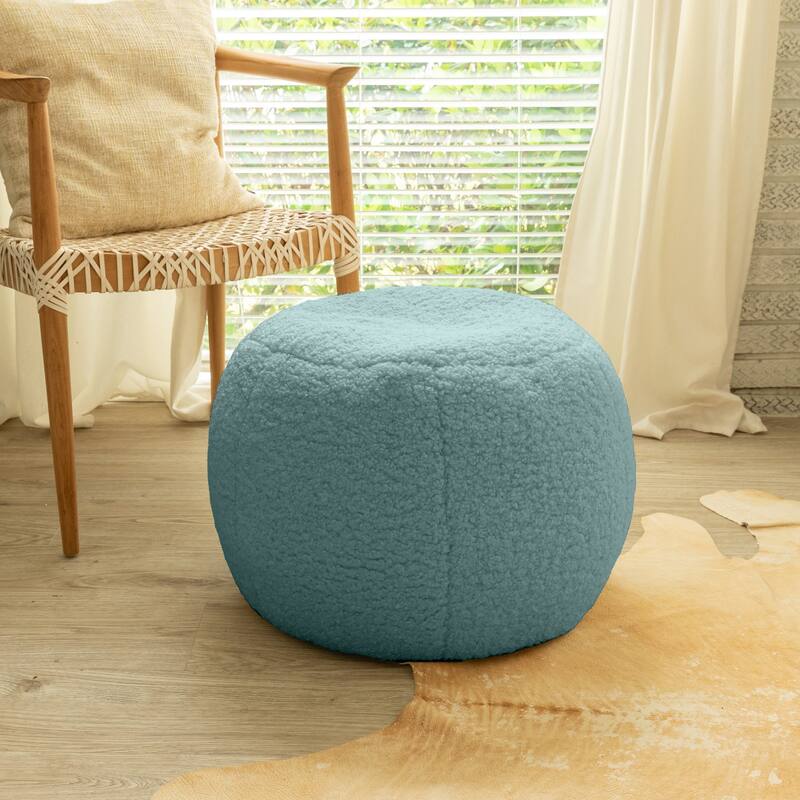 Jaxx Ellis Pouf - Modern Shearling Faux-Lamb Plush Fleece Ottoman