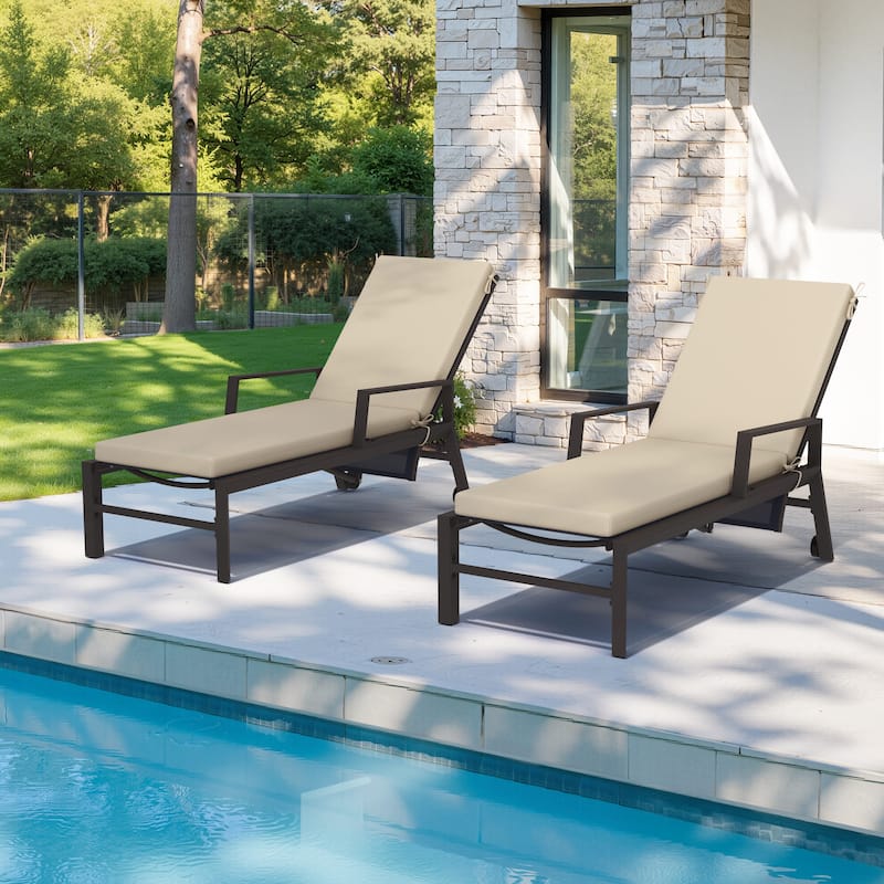 Outdoor Patio Chaise Lounge Cushion with Sunbrella