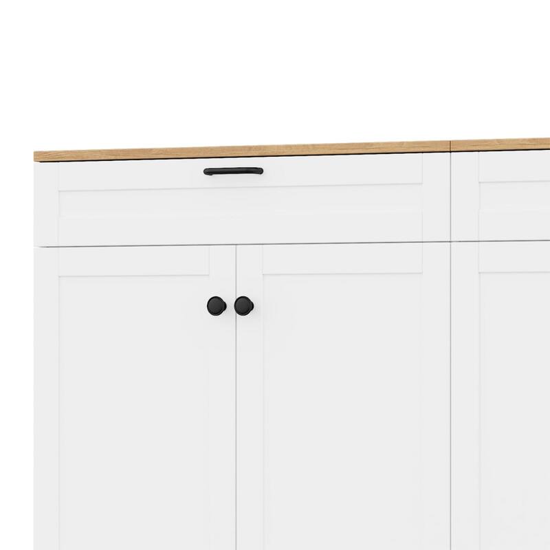 Farmhouse Style TV Stand Versatile Wood Grain Sideboard, for TVs up to 70 Inches with 2 Drawers, for Living Room/Bedroom, White