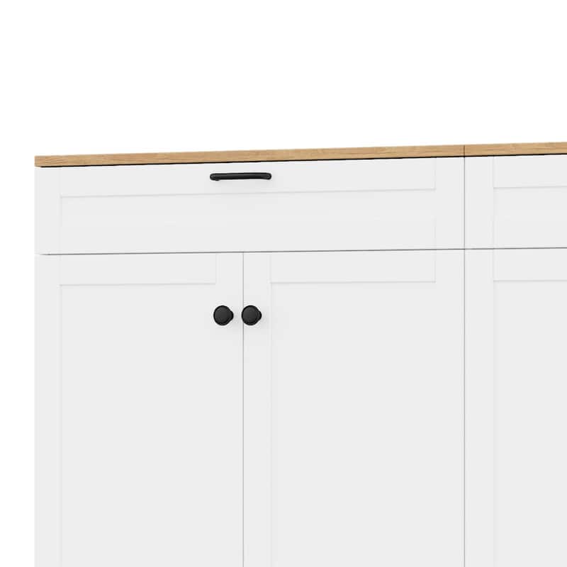 Roomfitters Rustic 3-Piece Entertainment Center for TVs up to 70", Mid-Century TV Stand with Bookshelves and Sideboard Storage