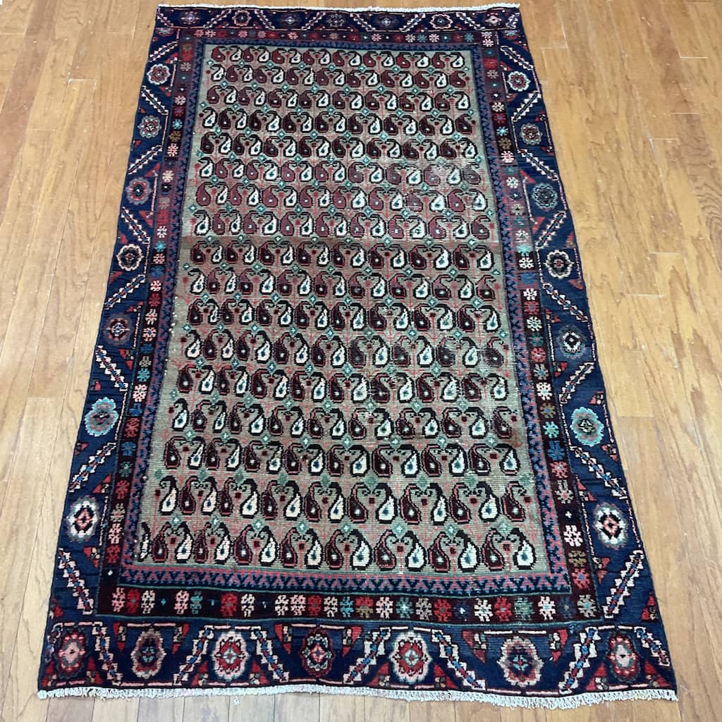 HERAT ORIENTAL Antique 1960's Handmade Hamadan Wool Rug - 3'6" x 6'