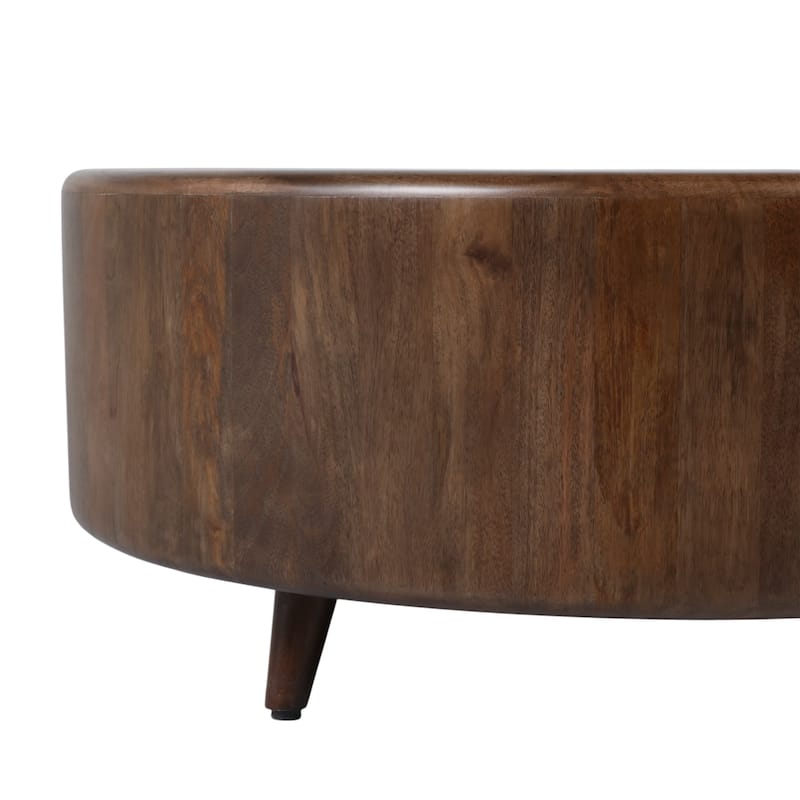 Wood Coffee Table Round Metallic Finish Modern Home Decor - 16" Blue - 36" x 36" x 15.5"