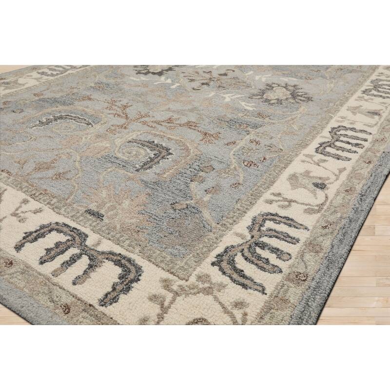 5'x8' Slate Arts & Crafts Wool Area Rug Handcrafted Transitional