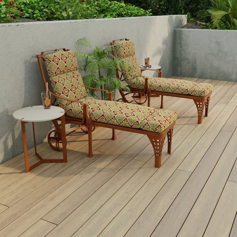 72" x 22" Outdoor Chaise Lounge Cushion with Ties and Loop - 72'' L x 22'' W x 3.5'' H - Adonis Jewel