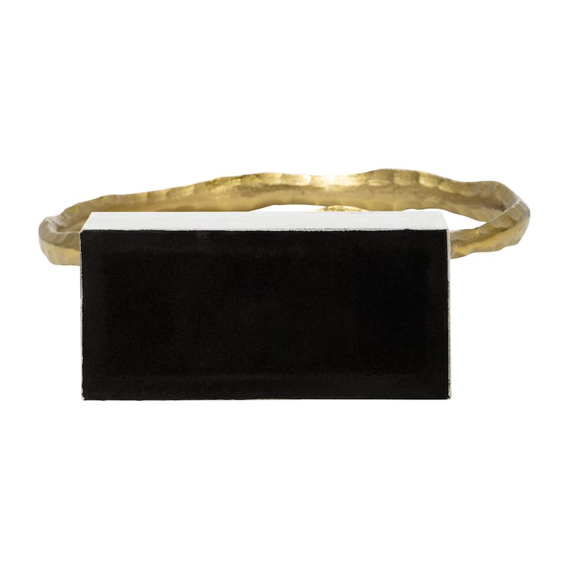 Metal/Marble, 21"H Double Ring Accent, Gold, Round, 21"H, Solid Color - 13" x 4" x 21"