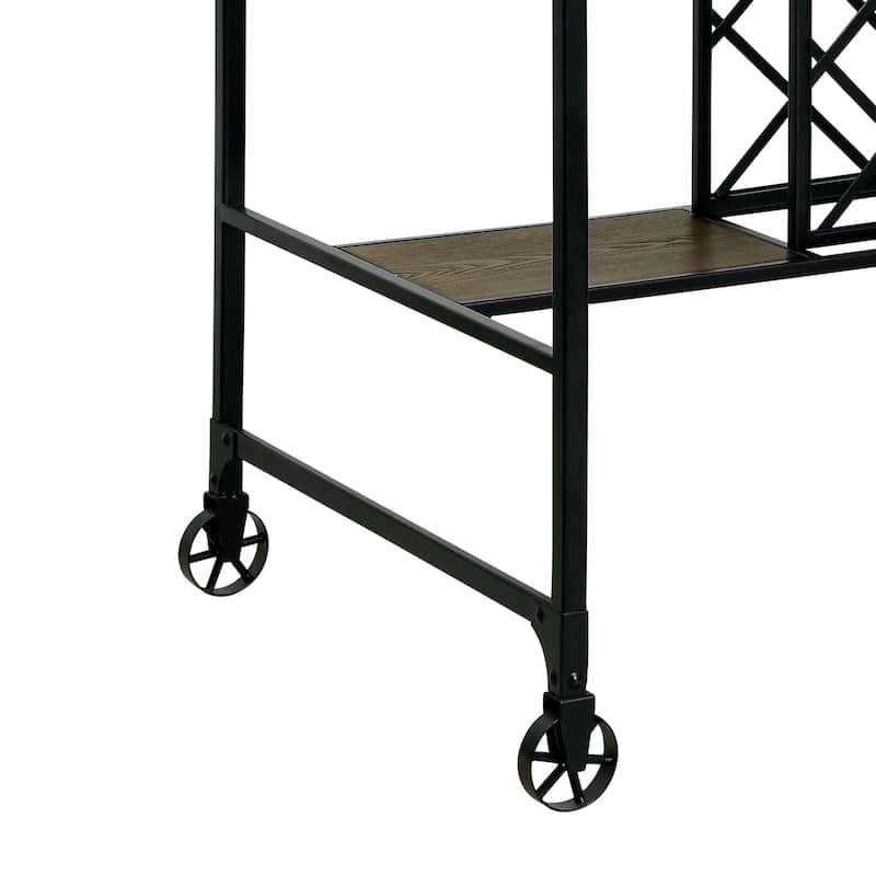 Ursa Industrial Medium Oak 48-inch Wide Metal Kitchen Island with Caster Wheels by Furniture of America