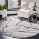 preview thumbnail 31 of 98, SAFAVIEH Craft Clytie Modern Abstract Marble Pattern Rug 6'7" Round - Grey/Silver - Round