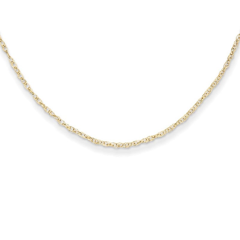 Curata 14k Yellow Gold 13" Childrens Rope Chain Necklace