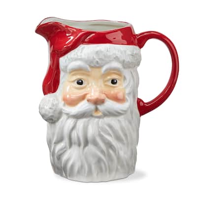 Vintage Santa Face Dolomite Christmas Water Beverage Pitcher. 64 oz