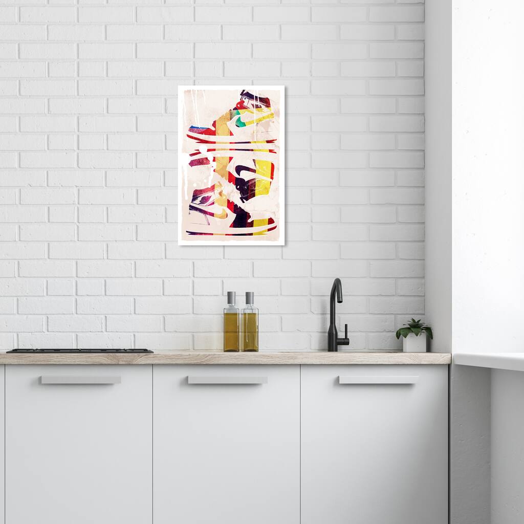 Wynwood Studio Canvas Fashion and Glam Colorful Street Sneakers White Modern & Contemporary Wall Art Canvas Print