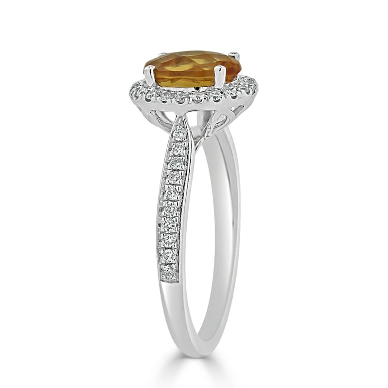 Auriya 1 9/10ct Fancy Oval Citrine Halo Diamond Engagement Ring 1/4ctw 14k Gold