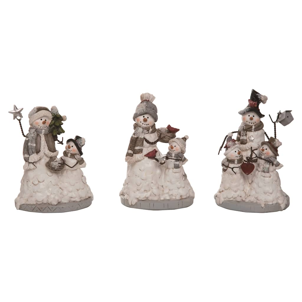 Transpac Wire Arm Christmas Snowman Family Set of 3 Christmas Home Decorations