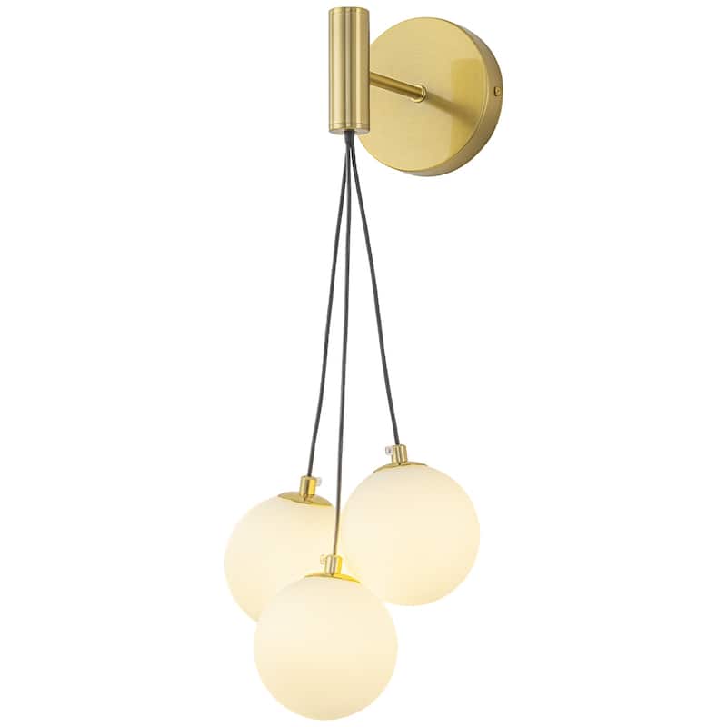 3-Light Modern Gold Metal Wall Sconce Glass Globe Shades