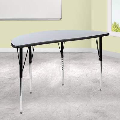 47.5" Half Circle Wave Collaborative Grey Adjustable Height Activity Table