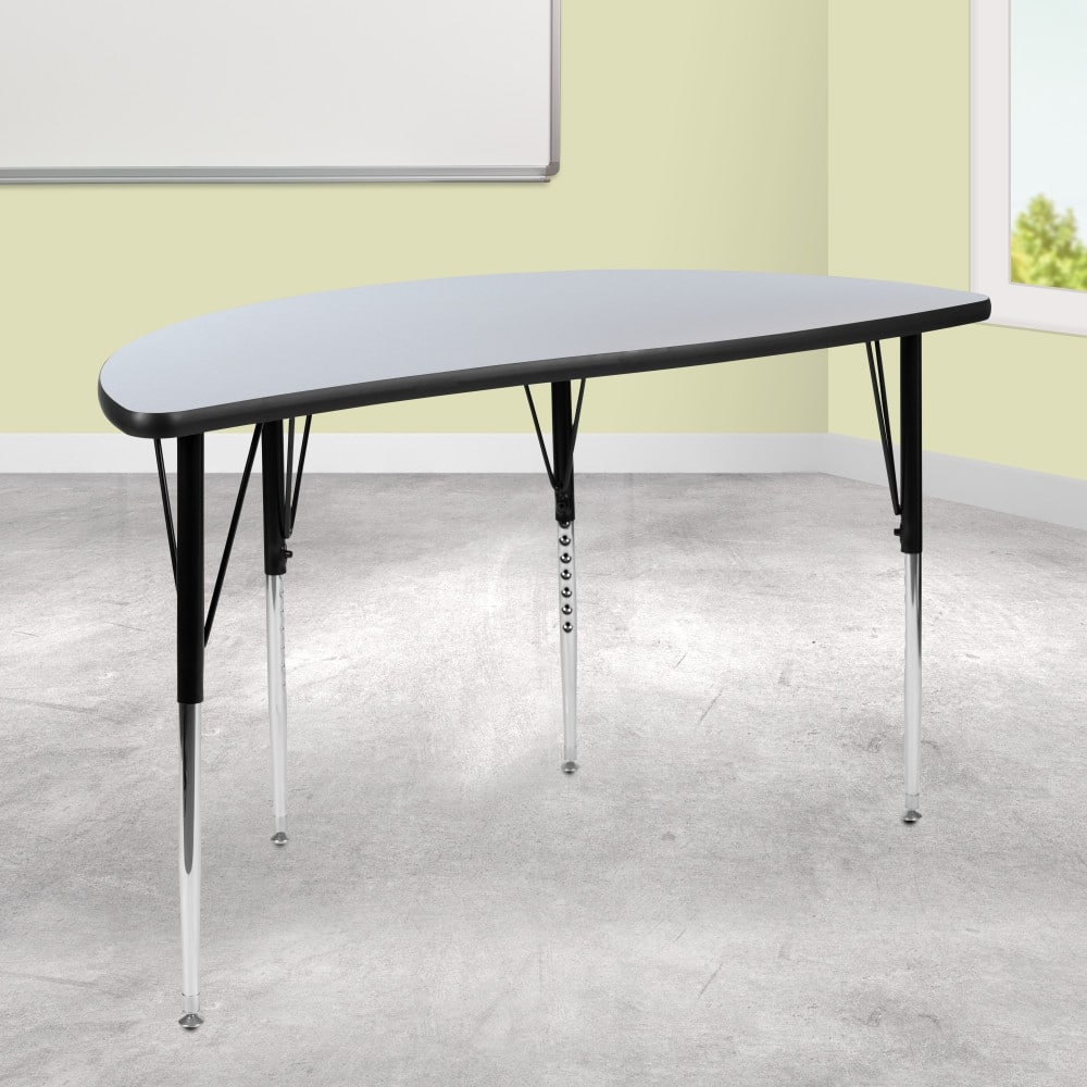 47.5" Half Circle Wave Collaborative Grey Adjustable Height Activity Table