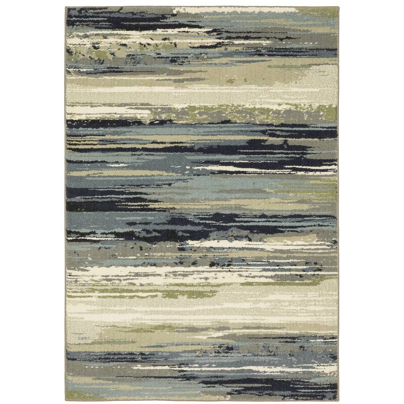 Style Haven Salinas Modern Abstract Blue/ Green Indoor Area Rug - 9' 10" x 12' 10" - Rectangle