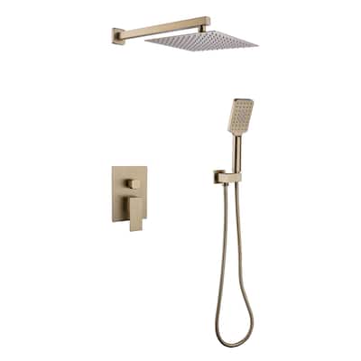 Wall Mount Shower Faucet with Hand Shower Brass 3-Setting Spray Brass Complete Shower System with Pressure Balance Valve