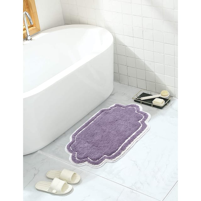 Home Weavers Allure Collection Absorbent Cotton, Machine Washable and Dry Bath Rugs - 17"x24" - Purple