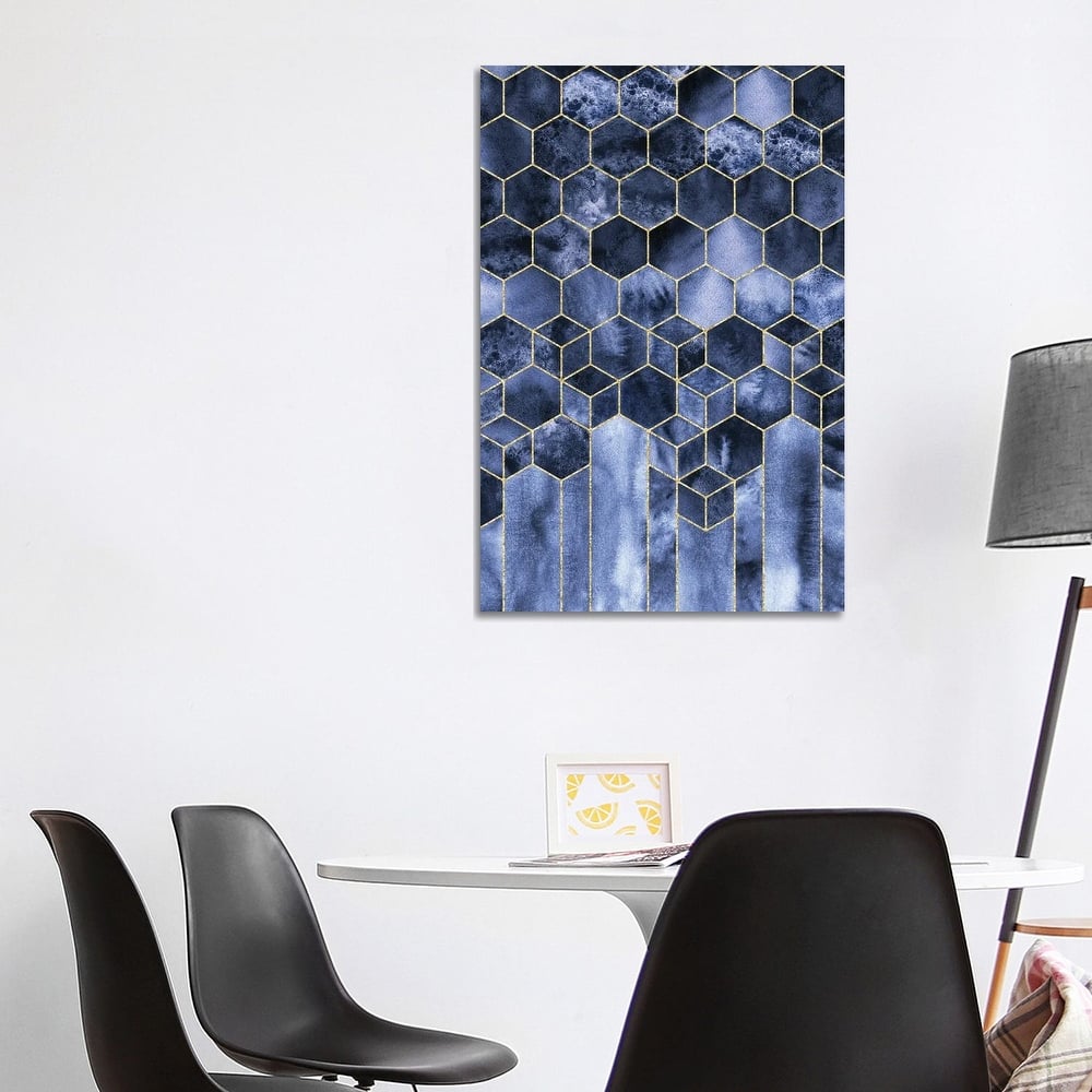 iCanvas "Modern Geometric Navy Blue and Gold Abstract Cubes Watercolor" by Nature Magick Canvas Print